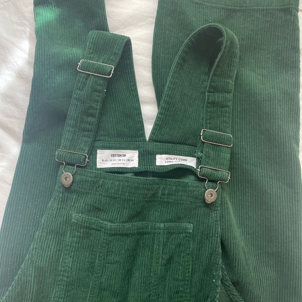 Cotton On Utility Cord Long Green Overalls